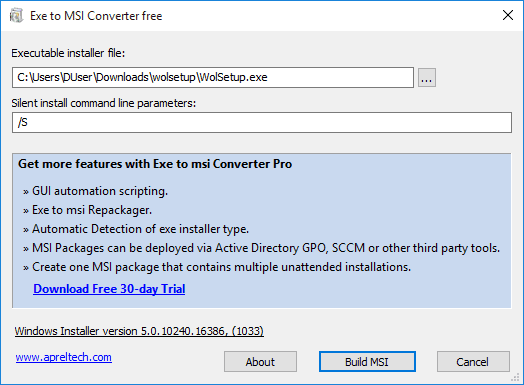 Exe to msi converter free